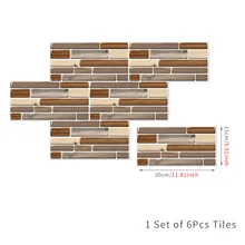  6Pcs 30x15cm Mosaic Self Adhesive Tile Backsplash Wall Sticker DIY Bathroom Kitchen Home Decor OilProof Waterproof Wall Stickers 