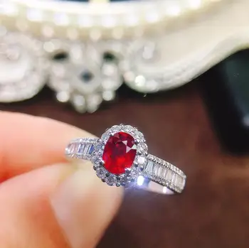 

Ruby Ring Pure 18K Gold Jewelry Real Natural 0.69ct Red Ruby Diamonds Jewelry Anniversary Female's Rings for Women's Fine Rings