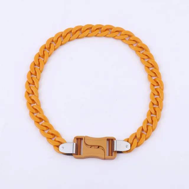 FishSheep Rock Punk Acrylic Chain Buckle Pendant Necklace For Men Women Statement Choker Collar Necklaces New Fashion Jewelry Blue zinc