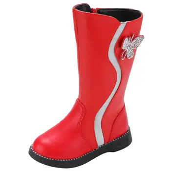 

Girls Snow Boots PU Leather Solid Children Shoes Fashion Zipper Knee-high Kids Martin Boots For Kids Winter Boots Size 27-37