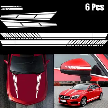 

Car Sticker 6x Striped Vinyl Decal Sticker Graphic Car Side Body Cover Rearview Mirror