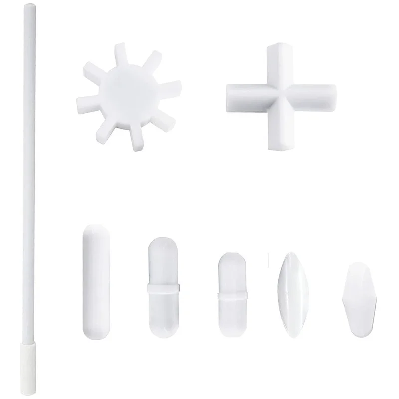 Magnetic Stirrer Bar Oval Octagon Cross Star Gear Cylinder Shape for Mixer Stir + Magnetic Retriever 8 pcs magnetic stirrer
