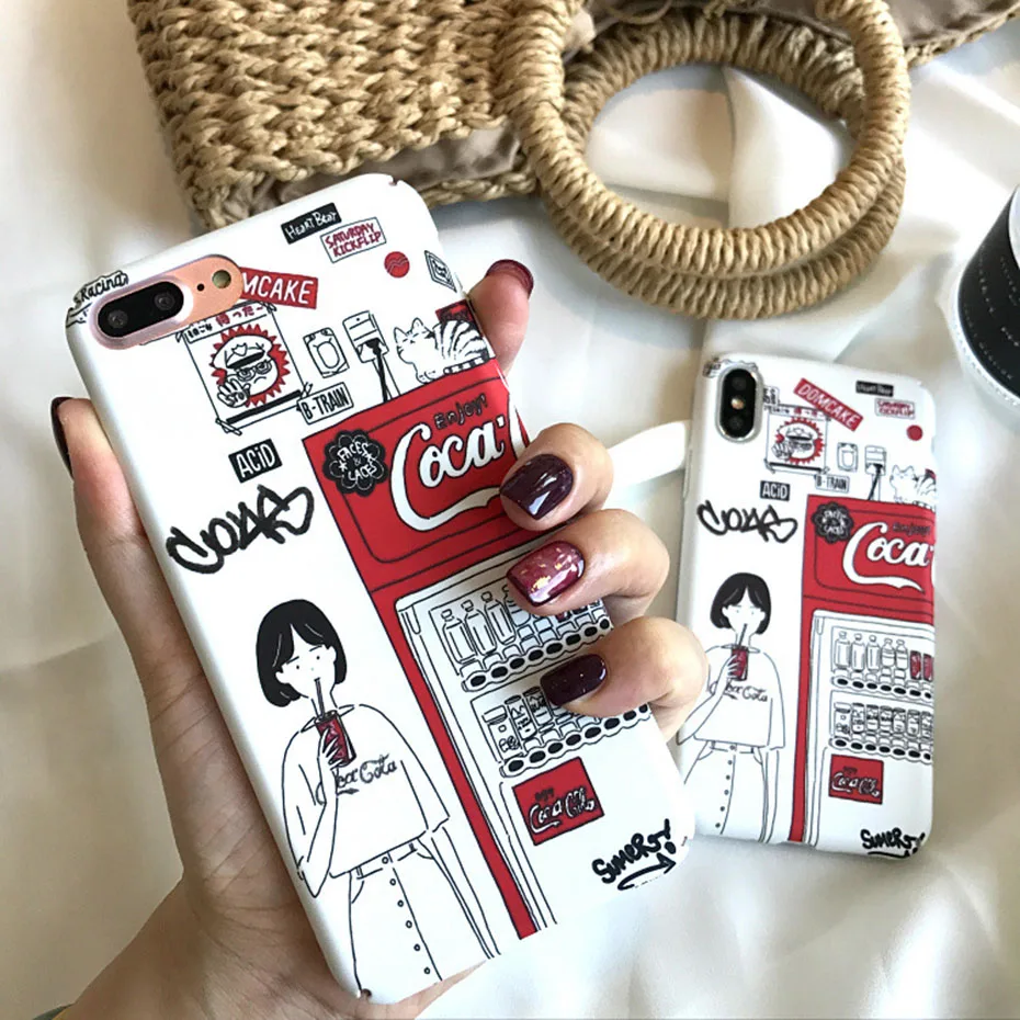 Original case for iPhone 6 6Plus 6s 6sPlus 7 7Plus 8 8Plus cover X XS XR XSMAX hard PC Frosted touch creatives Illustration girl |