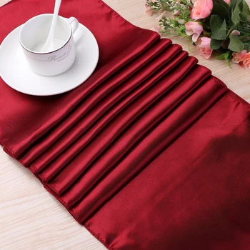 

Meijuner 10pcs High Quality Satin Table Runner Table Decoration For Home Party Wedding Christmas Decoration 15 Colors Available