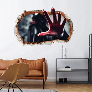

Halloween 3D Hole Halloween Hole Ghost Hand Wall Sticker RemovaHand Wall Sticker Party Decoration Halloween Wall Sticker