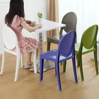 

8000Ghost Chair Fashionable Thickened Plastic Backrest Chair Creative Simple Office Chair Modern Net Red Ins Nordic Dining Chair