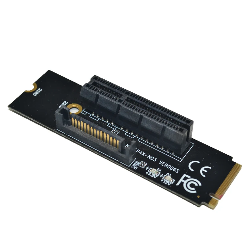 Newest NGFF M.2 to PCI-E 4X Riser Card M2 M Key to PCIe X4 Adapter with LED Indicator SATA Power Riser for Bitcoin Miner Mining