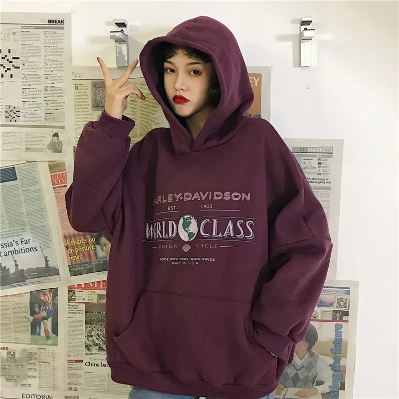 

sweatshirt female autumn and winter cec lazy wind plus velvet thickening Korean version of the wild very fairy jacket waitmore