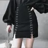 Harajuku Style Black High-waisted A-shaped Skirt Punk Fashion Women Sexy Breasted Elastic  Mini Skirt New ► Photo 1/6