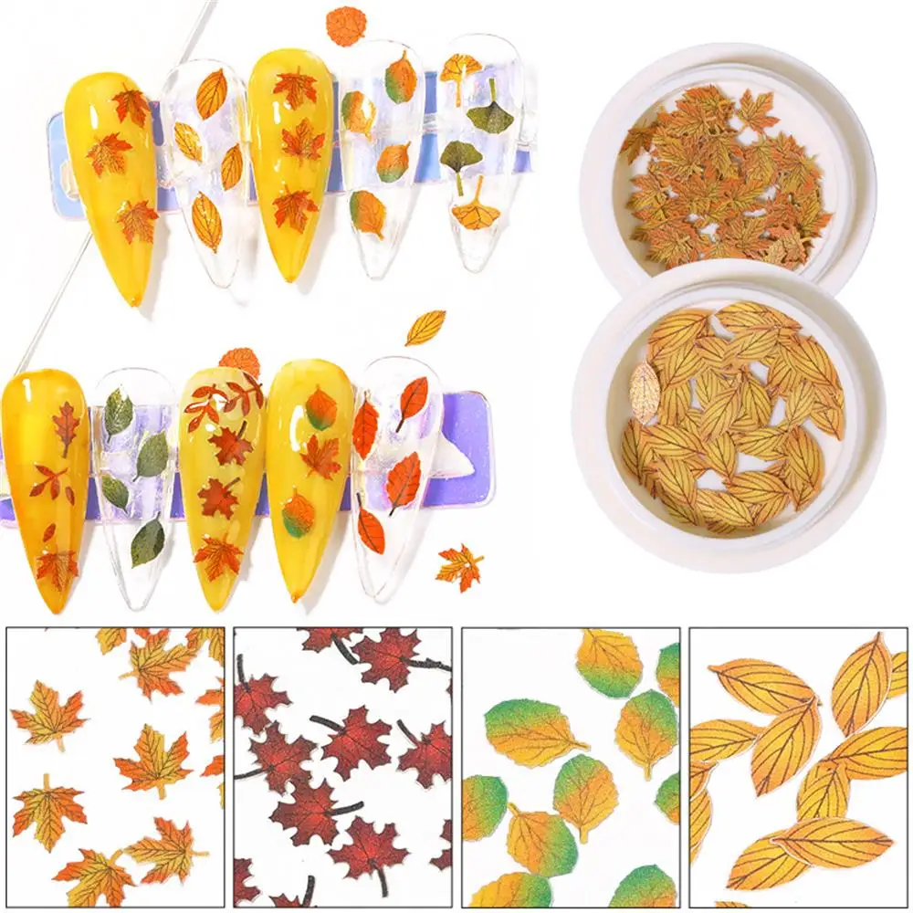 1 Box Holographics Maple Leaves Nail Sequins Flakes 3D Art Glitter Laser AB Silver Paillette Decorations DIY Manicure | Красота и
