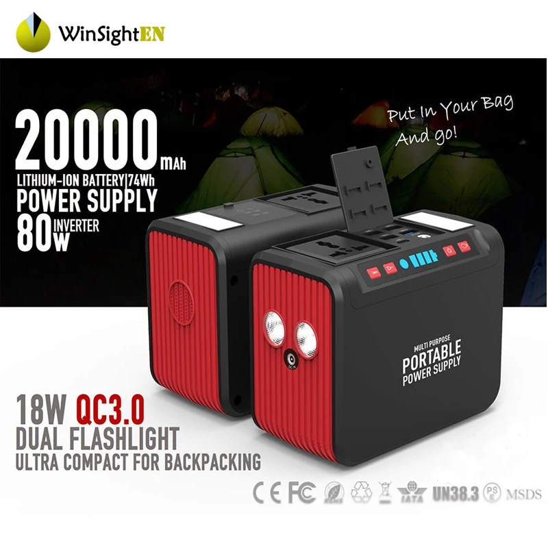 

Portable Solar Generator 80Wh LED Emergency Flashlights Portable PV Regulator LCD Dispaly Used for Home and Caravan