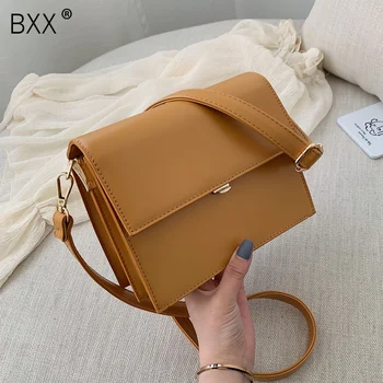 

[BXX] PU Leather Crossbody Bag For Women 2020 Spring Brand Designer Solid Color Lady Shoulder Messenger Bag Female Handbag HL617