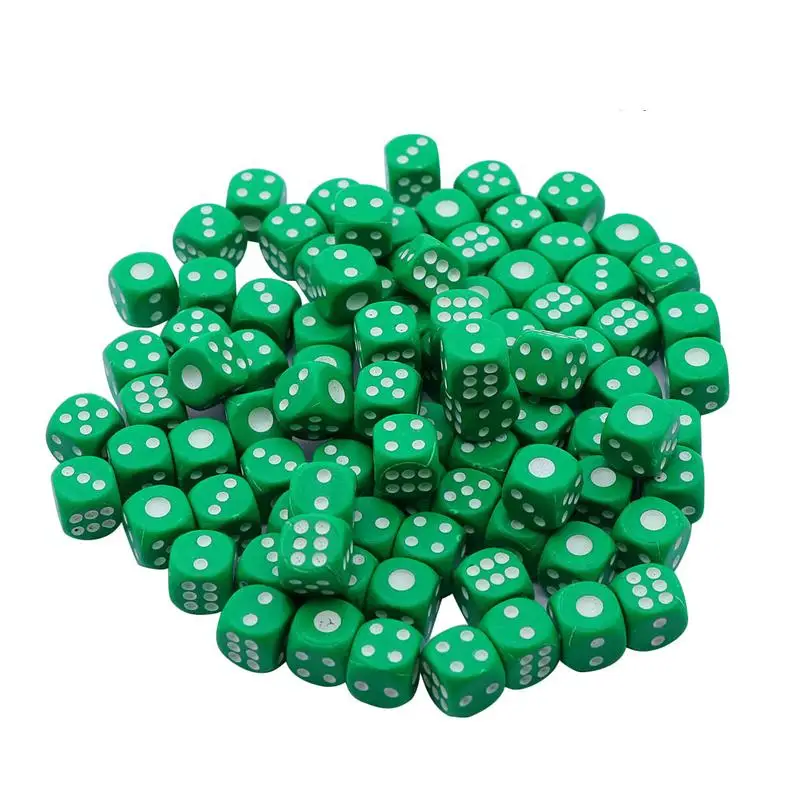 100 шт пластиковые игральные кости 6 Сторона Цветные Кубики для KTV вечерние бар игры-#15(черный