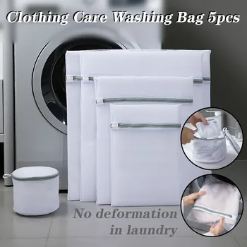 

5Pcs Washing Laundry Bag Clothing Care Foldable Protection Useful Mesh Net Clothe Washing Bag Bra Wash Bag Zipper Laundry Bag