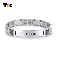 Vnox, персонализация, браслеты с гравировкой для мужчин, углеродное волокно, нержавеющая сталь, браслеты на заказ, мужской подарок