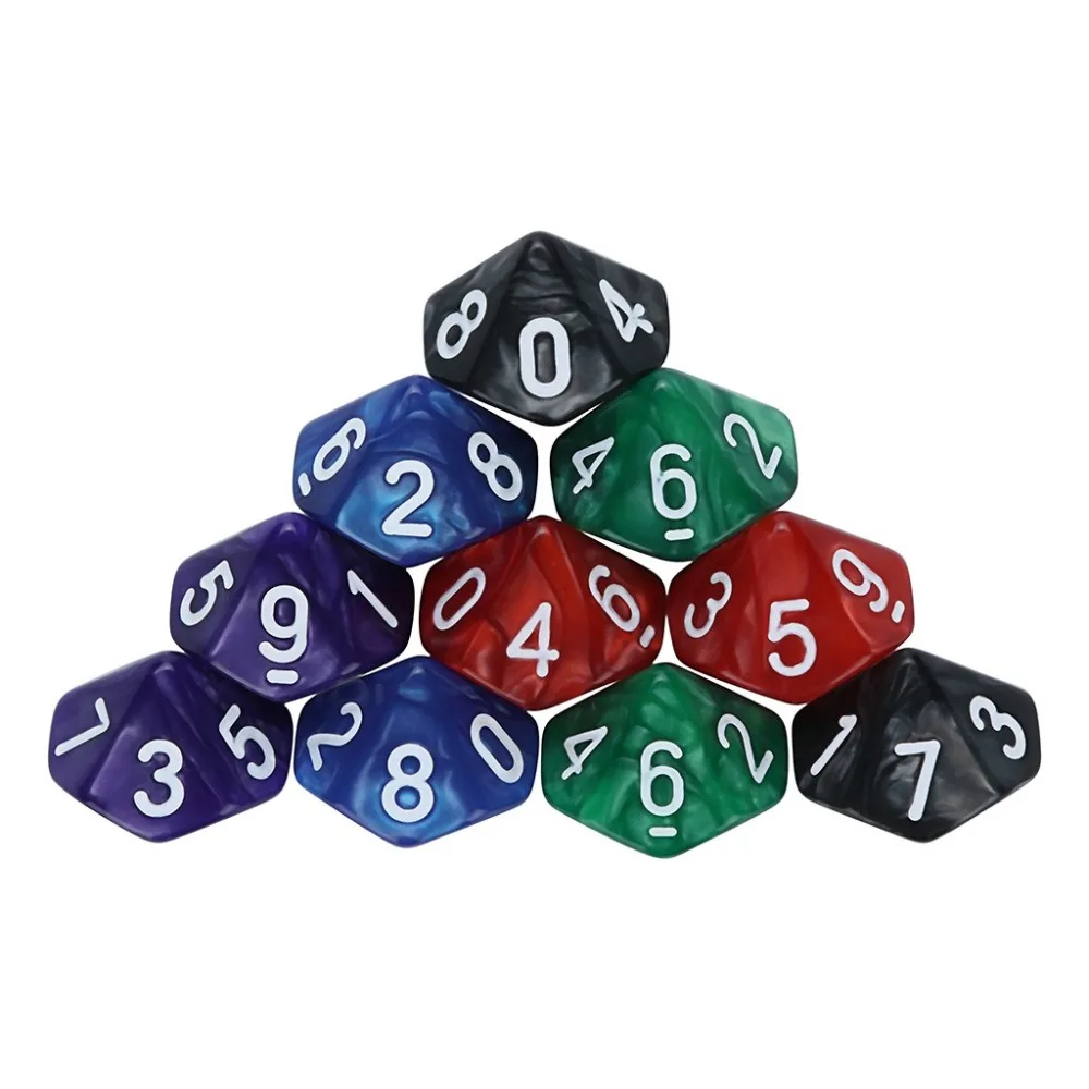 Poly dice 10-sided pearl tweezers 10Pcs dice tower resin dados poliedricos dados rpg  brand new dados poliedricos dice set 30A20 (1)