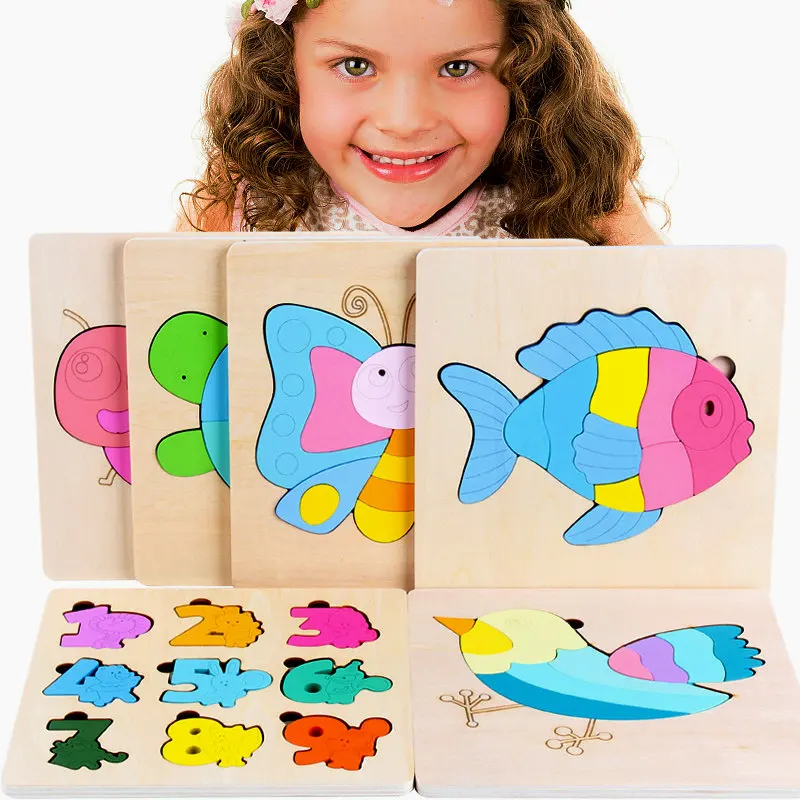 

Free shipping Memory Wooden Puzzle Intelligent Children Toys Butterfly Caterpillar Digital Puzzle etc 6 choice styles Baby toys