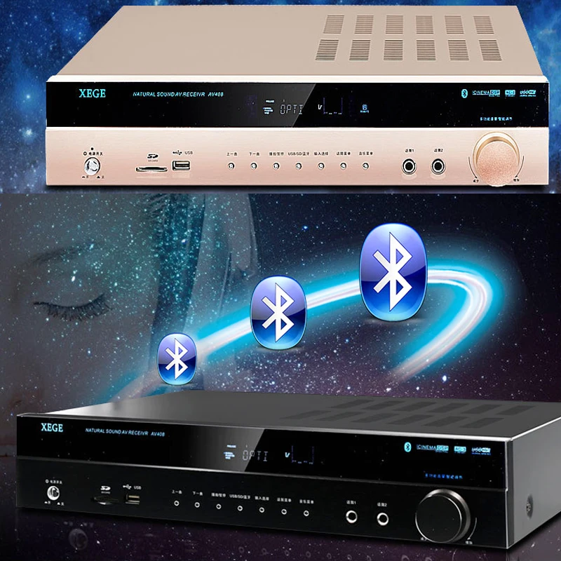 

KYYSLB 500W/650W 220V AV-408 Bluetooth Amplifier 5.1 Channel Home Theater Home High Power Professional Digital Amplifier HIFI