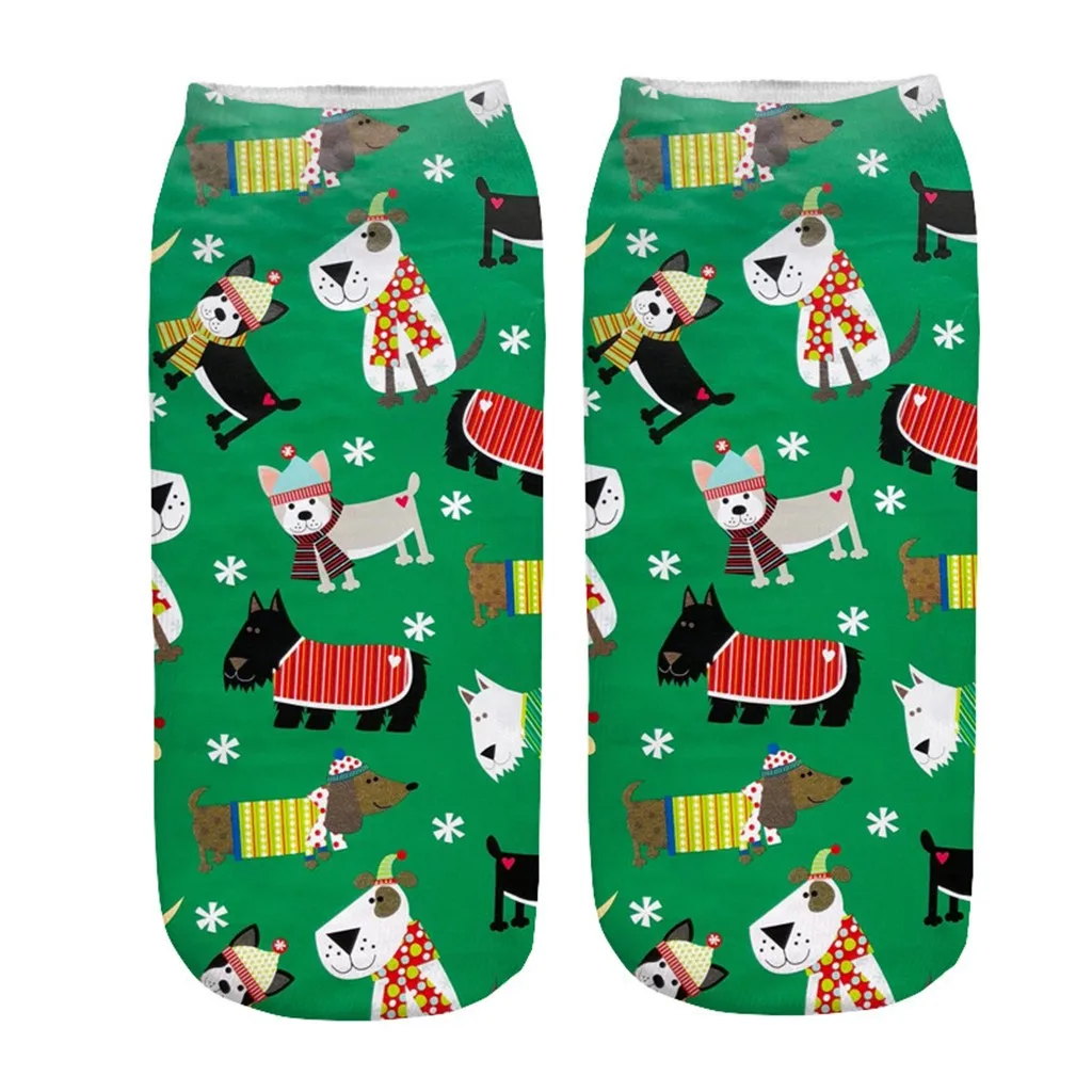 B Casual christmas socks Work Business Socks 3D Christmas Santa Elk Printing Medium Sports Socks chaussette femme hiver#CN20 - Цвет: B
