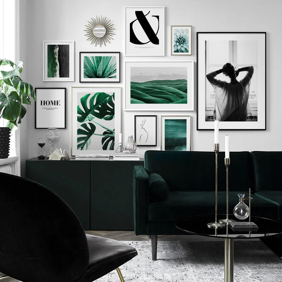 Зеленые монстры горы алоэ абстрактные настенные картины скандинавские плакаты и