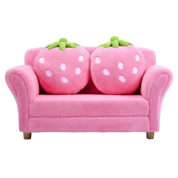 

BL/PI Kids Strawberry Armrest Chair Sofa High Quality Strong Wood Frame Two Seat Children Sofas Living Room Furniture HW54190