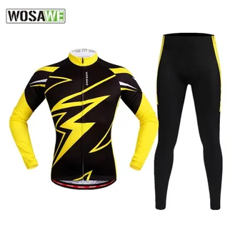 

WOSAWE shirt spring and autumn long-sleeved cycling jersey suit bicycle quick-drying long-sleeved jersey silicone pad clothes