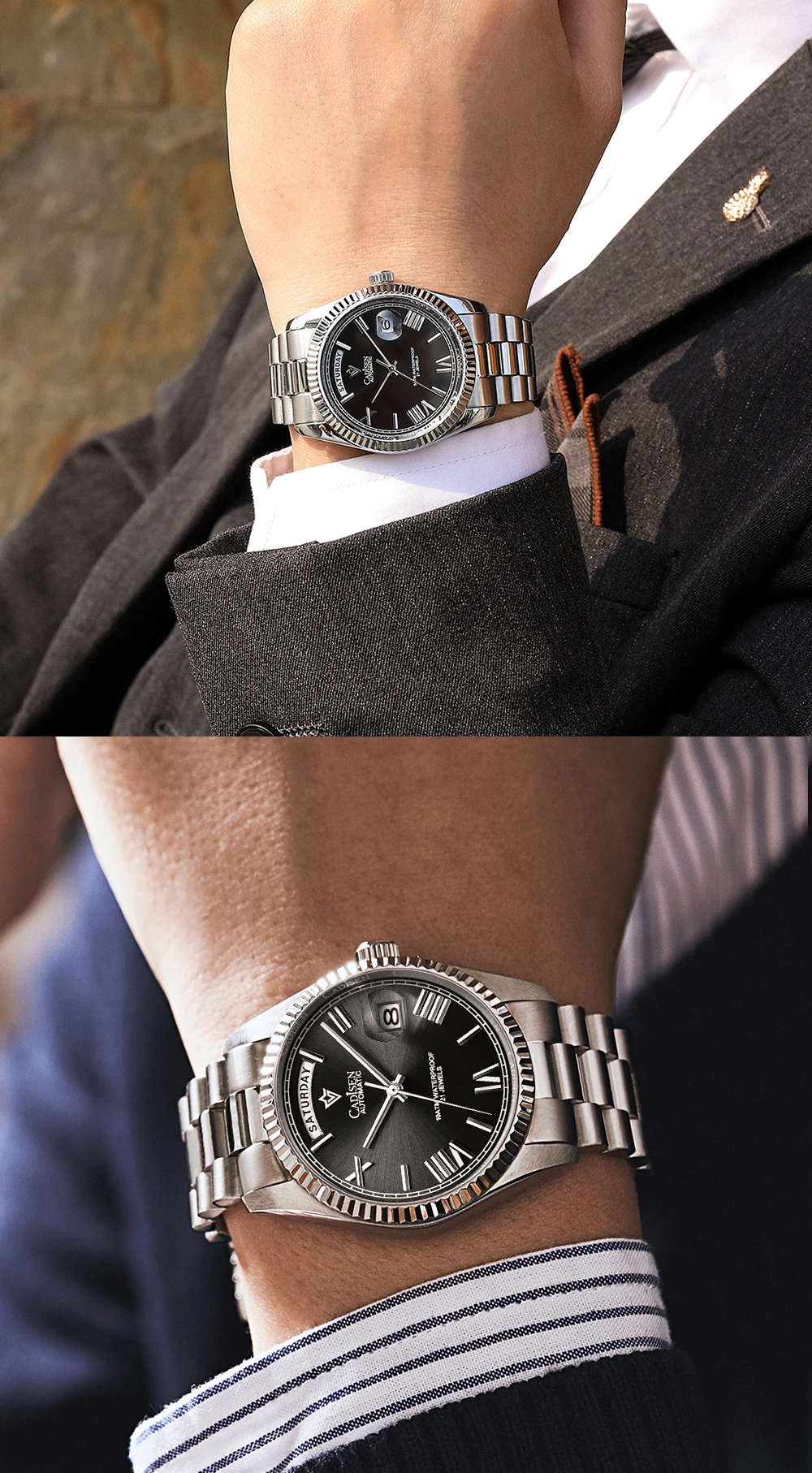 CADISEN 2021 Men Watches Swimming 10Bar Waterproof Screw Crown Japan Miyota Movement Mechanical Watch Newest Version Wristwatch