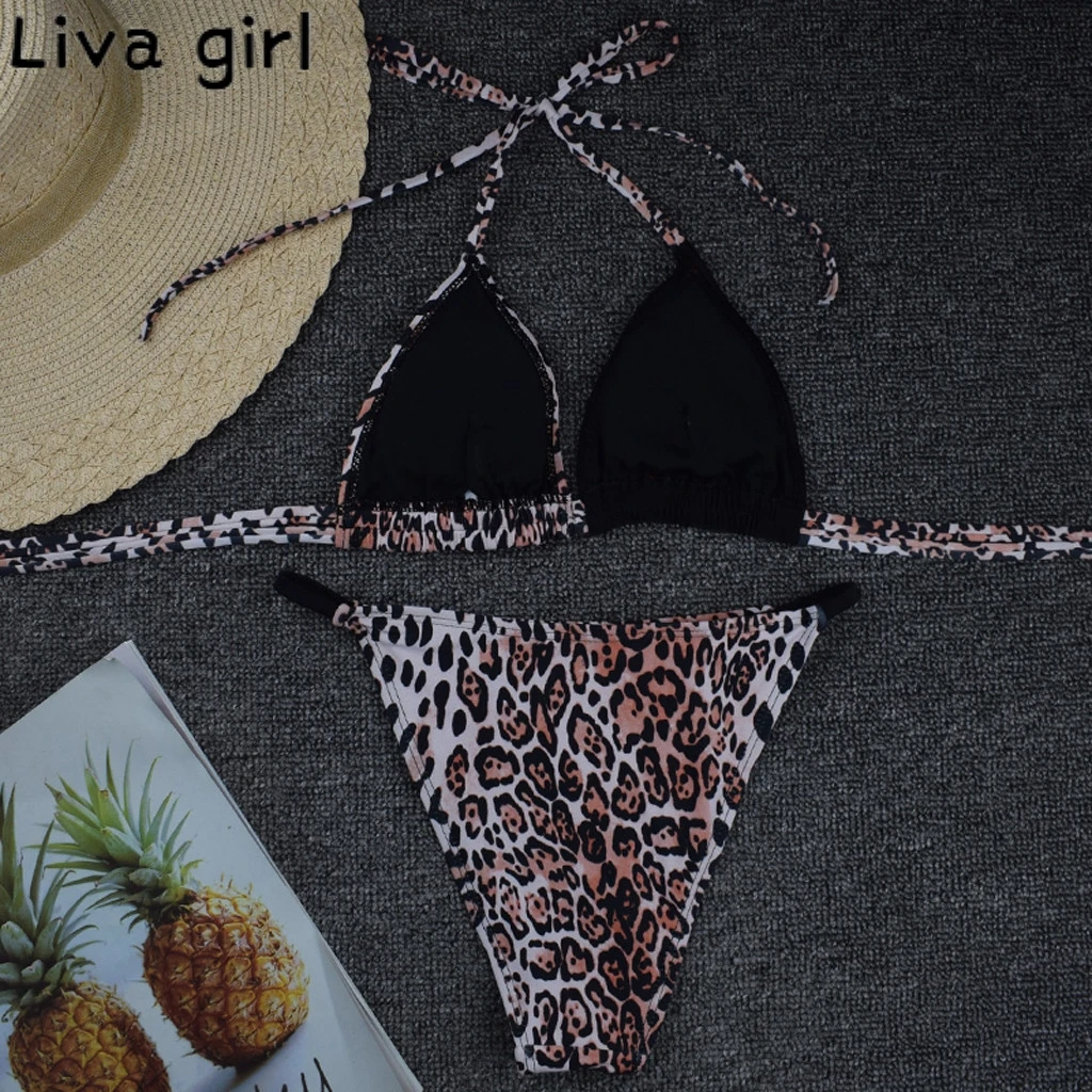 Liva Девушка Лето печатных бикини пуш ап Мягкий Купальник бандо купальник женский