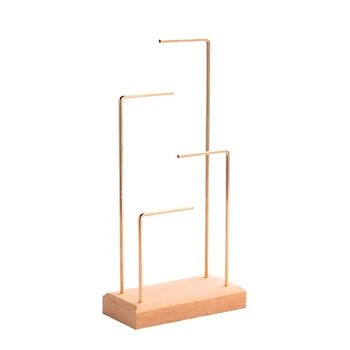 

Ring Display Holder Pendant Earrings Display Stand Metal Stick Solid Wood Jewelry Display Stand Wood Color