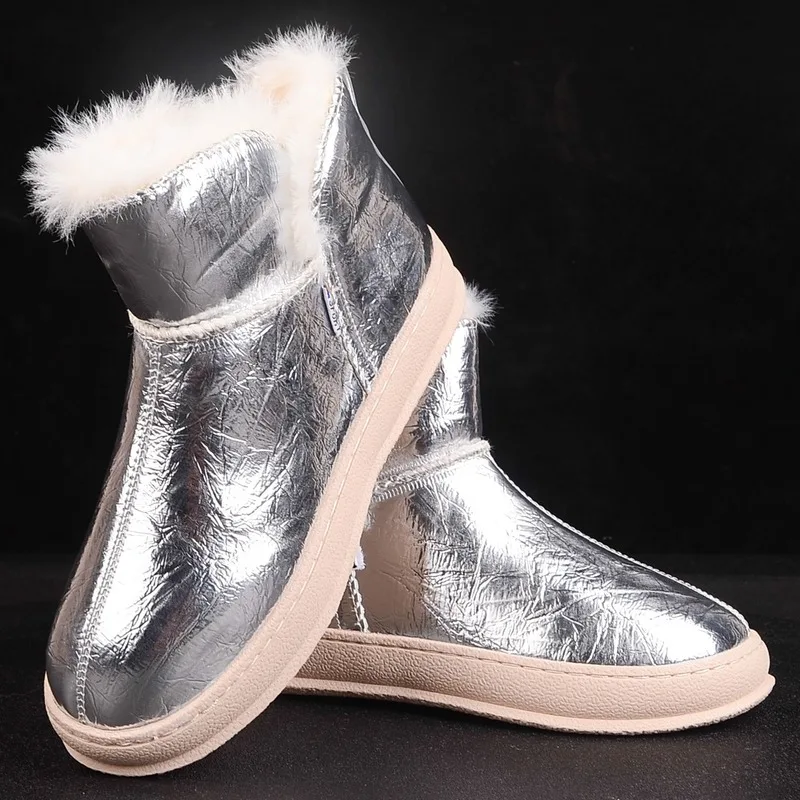 

Black Silver Shiny Women Winter Snow Boots Keep Warm Plus Velvet Ankle Boots Women Non Slip Waterproof Short Booties Ladies 2019