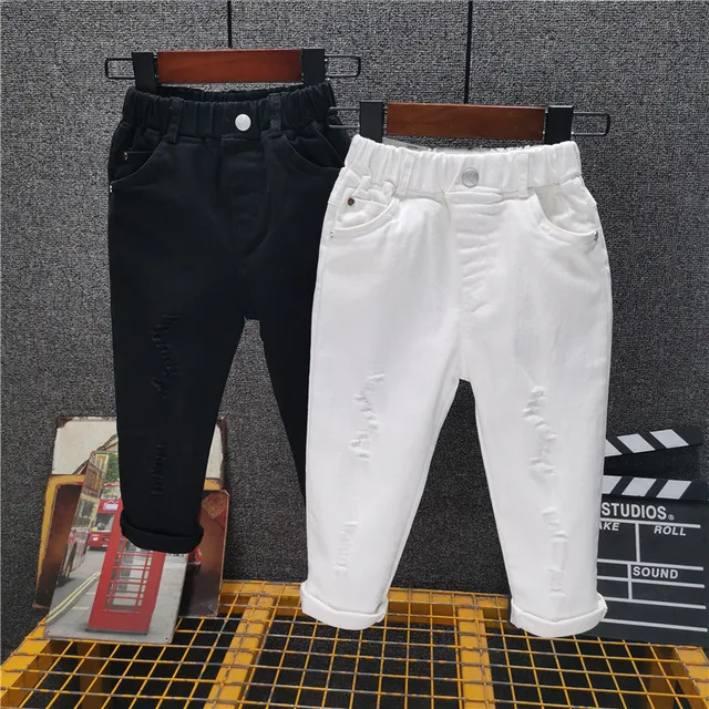 New Boys 'Jeans Edition White Broken Caverns Cowboy Trousers Jeans kids 2021 Baby boy Jeans Children's Denim Streetwear