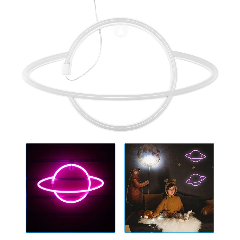 

Ins LED Neon Lamp Universe Elliptical Planet Neon Sign Light USB Night Lamp Home Room Party Decorative Wall Light Kid Gift