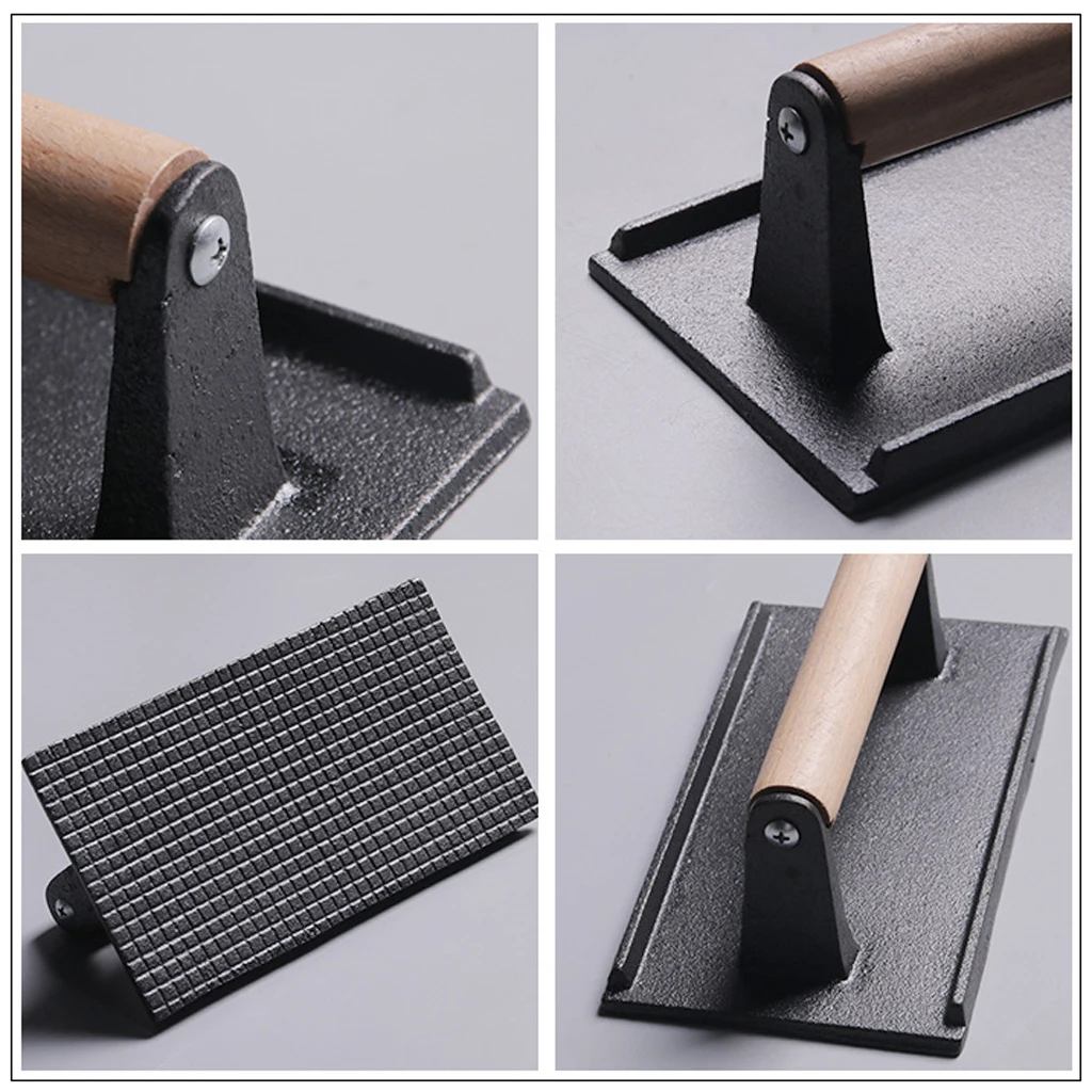 Kitchen Heavy Cast Flat Iron Steak & Burger Sausage BBQ Grill Press Weight