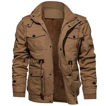 MoneRffi зимняя куртка-карго, Толстая Теплая Флисовая Мужская летная куртка с несколькими карманами, повседневная тактическая куртка-карго, мужская верхняя одежда