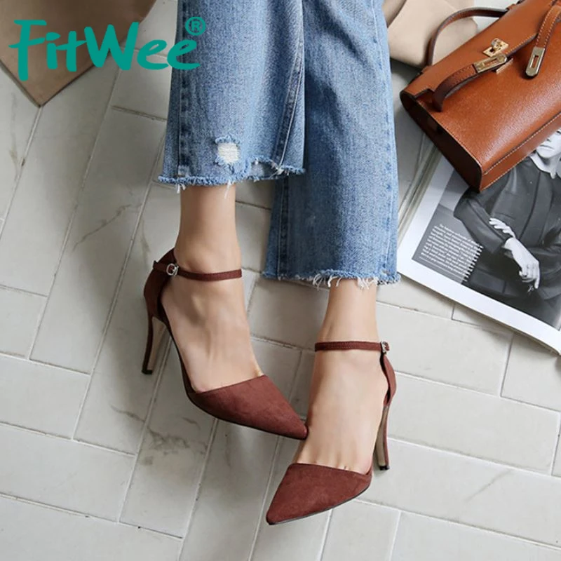 

FITWEE 2020 Women Sandals Party Wedding Pointed Toe Summer Shoes Woman Office Spring High Heel Sandals Footwear Size 33-41