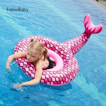 

Girls Summer Inflatable Ride on Life Buoy Bath Play Water Toy Pool Rafts Children Size Pink Mermaid Baby Swim Ring Learning