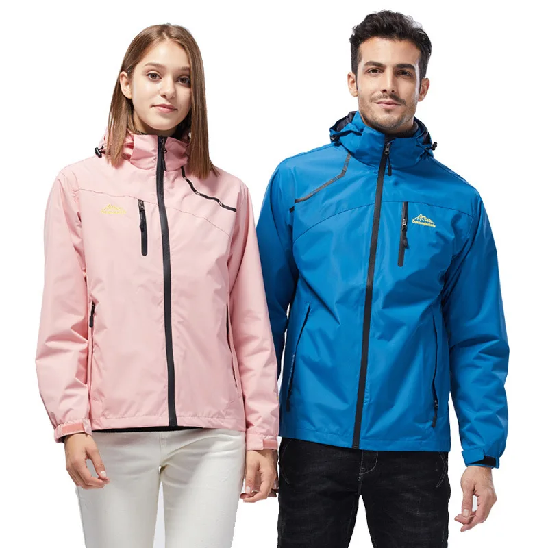 Открытый пары плащ куртка сплошной цвет Тонкий с капюшоном ветрозащитный водонепроницаемый езда Альпинизм пальто для мужчин и женщин работы Cl