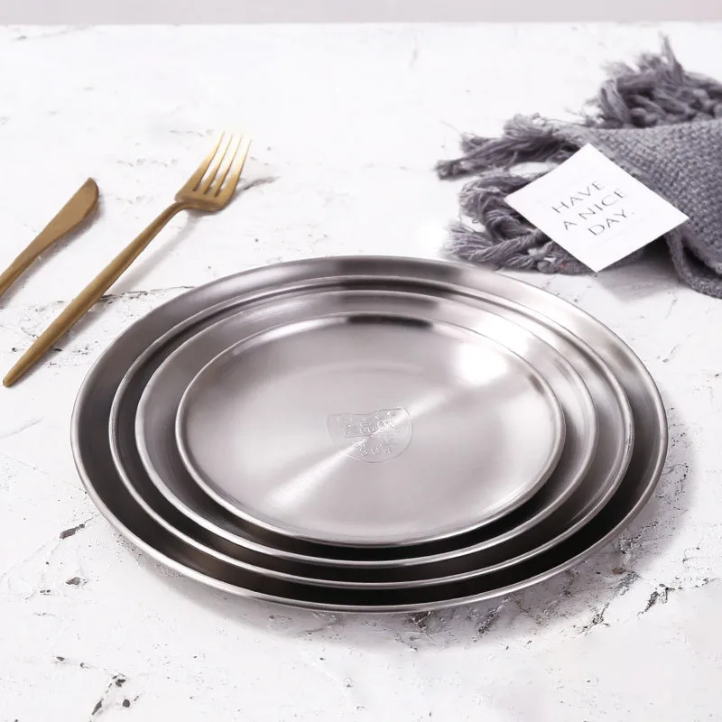 Серебристый поднос для хранения из нержавеющей стали, нордический круглый металлический поднос для снэков, фруктовая тарелка, ювелирный поднос, кухонный Органайзер