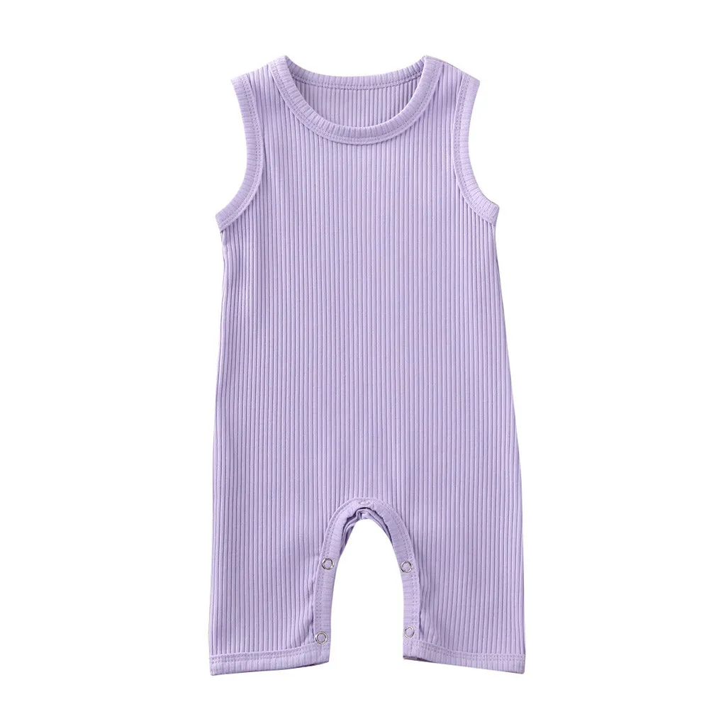 

(0-2Y) Infant sleeveless pit strip jumpsuit solid color summer fashion pit strip sunscreen comfortable jumpsuit baby clothes S4