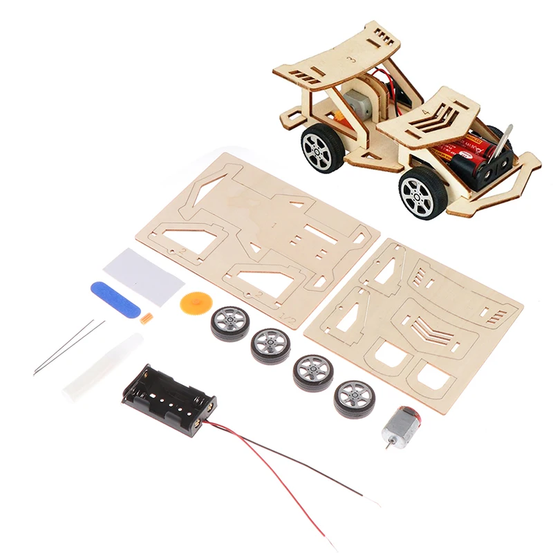 Juego de construcción de coches de madera para niños, juego de ensamblaje DIY, carreras, ciencia física, experimento, tecnología, juguetes educativos, Kit de modelo de vehículo