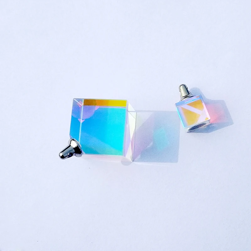 Оптический Стекло k9 подвеска-Призма Цепочки и ожерелья радуга 6 односторонний светильник куб квадратный призмы, серьги-гвоздики с кристаллами