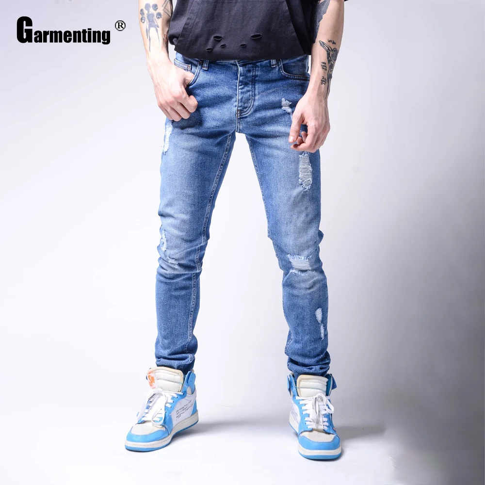 Men Jeans Demin Pants Spring Autumn Trendy 2021 New Patchwork Hole Ripped Male Sexy Jean Trousers Slimming Bottom Skinny Pant men jeans demin pants spring autumn trendy 2021 new patchwork hole ripped male sexy jean trousers slimming bottom skinny pant