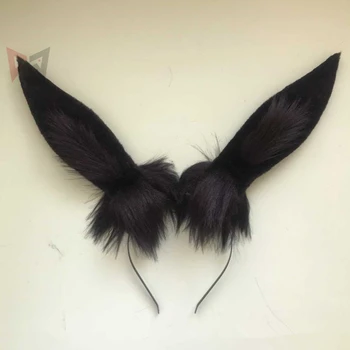 

MMGG New Black Rabbit Buuny Ears Hairhoop Headwear Beast Cosplay Costume Accessories for Girl Women Handmade Work