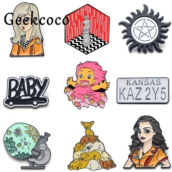

20pcs/lot J1169 Geekcoco Cute Anime Brooches Lapel Enamel Pin Funny Cartoon Pins For Women Men Shirt Badge Jewelry