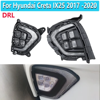 

2pcs DRL LED Daytime Running Light Fog Lamp With Yellow Turn Signal Lamp For Hyundai Creta IX25 2017 2018 2019 2020