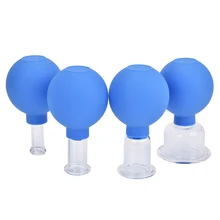 Vacuum Cupping Body Massage 4Pcs/Set PVC Head Glass Cups Family Medical Vacuum Cans Suction Therapy Device Health Care Tools
