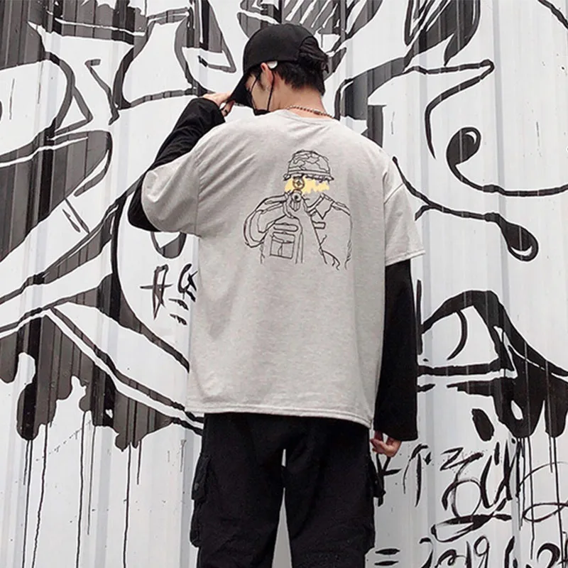 Fall Vogue New Arrival long sleeve t shirt men Patchwork slayer men's t-shirt with print men's t-shirts large sizes Round neck Fall Vogue New Arrival long sleeve t shirt men Patchwork slayer men's t-shirt with print men's t-shirts large sizes Round neck