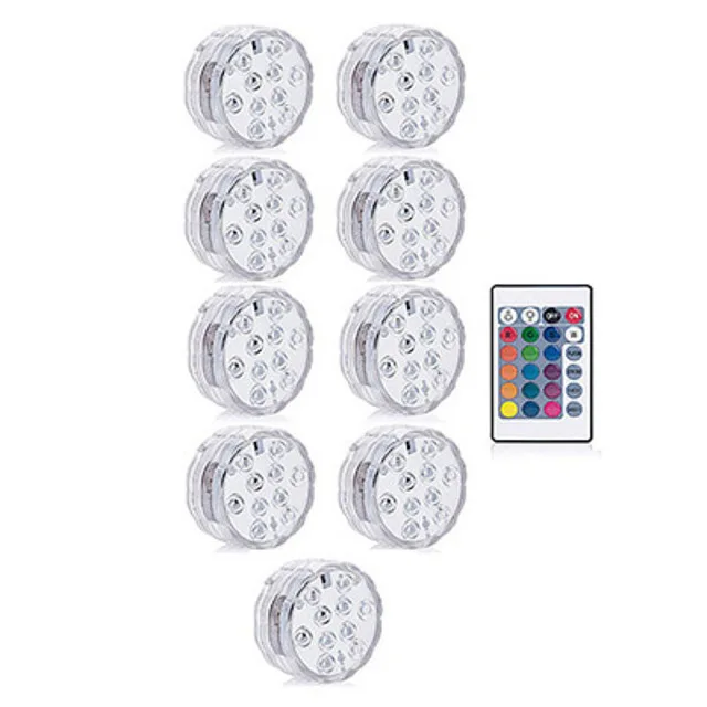 1 Remote 9 Light IP68 водонепроницаемый светильник для бассейна RGB светодиодный Красочный подводный светильник ing Pond погружной светильник для свадебной вечеринки - Испускаемый цвет: 1 Remote 9 Light