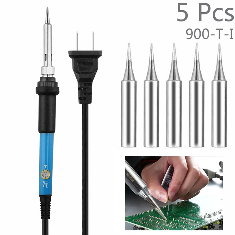 

5Pcs in 1 Set 900m-T-I Welding Tool Solder Iron Head Tips Lead-Free Soldering Iron Head Bit Replacement Soldering Station Tips