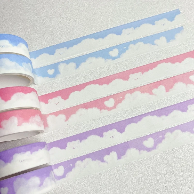 Ins Hot Cute Cloud Bear Landscaping Washi Tape Hand Account DIY Adhesive Collage Decorative Kawaii Stationery | Канцтовары для